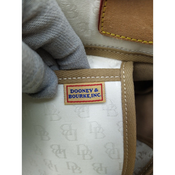 Dooney & Bourke White Canvas Leather Trim Double Handle Tassel Tote Bag - Picture 13 of 16